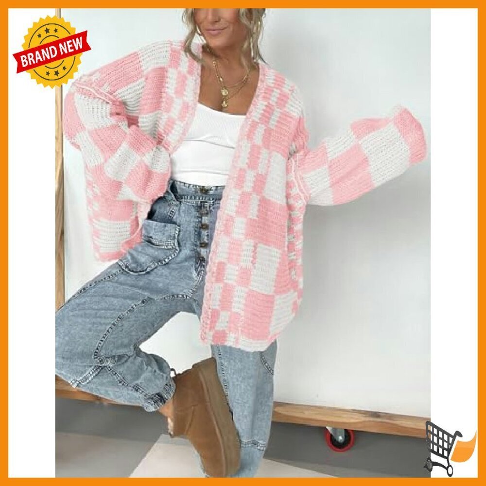 Chunky Knit Open Front Cardigan Sweater Women's Long Sleeve Cozy Fall - Picture 5 of 8